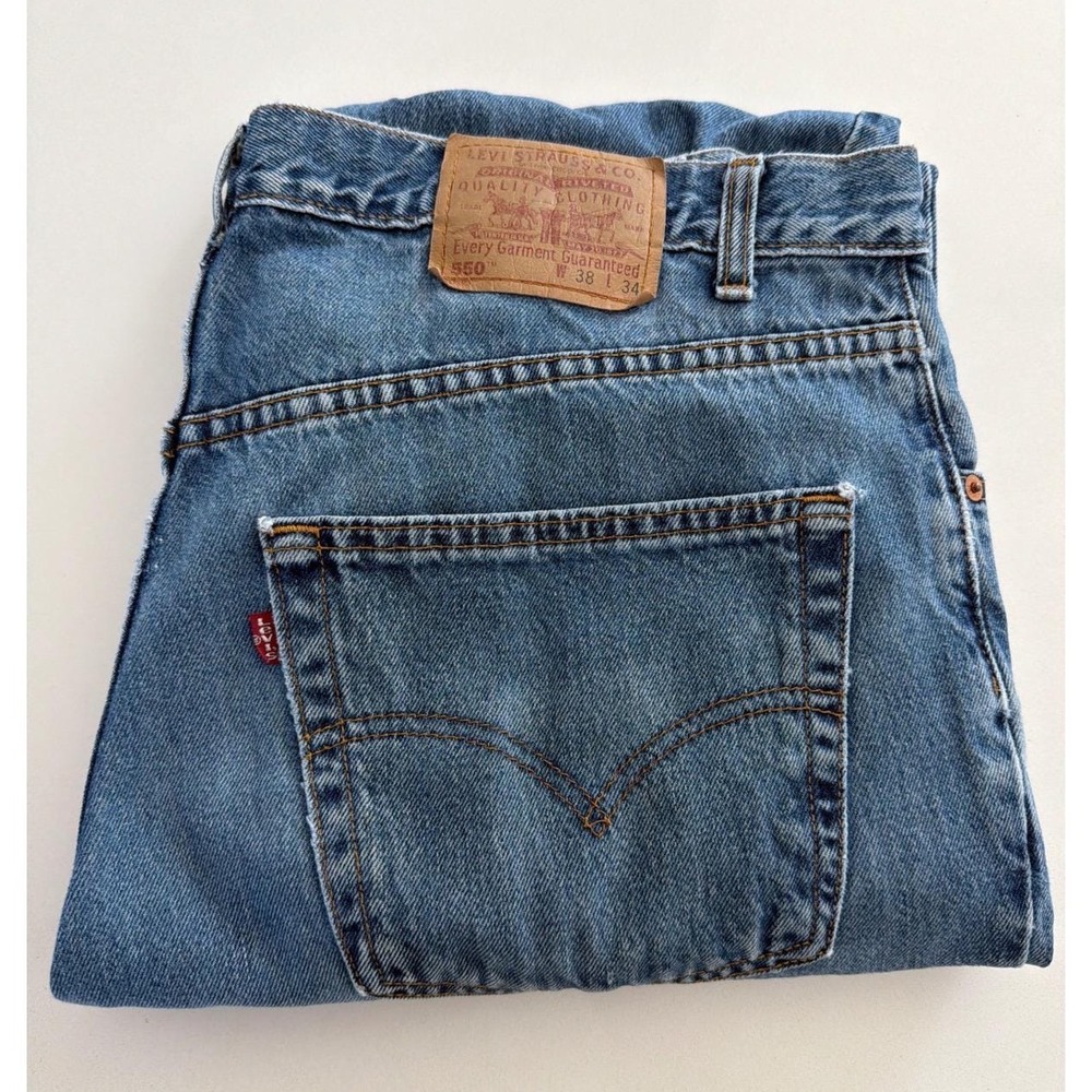 Vintage 2002 Levis 550 Relaxed Fit Tapered Jeans Blue 38x34 Y2K Made in Canada